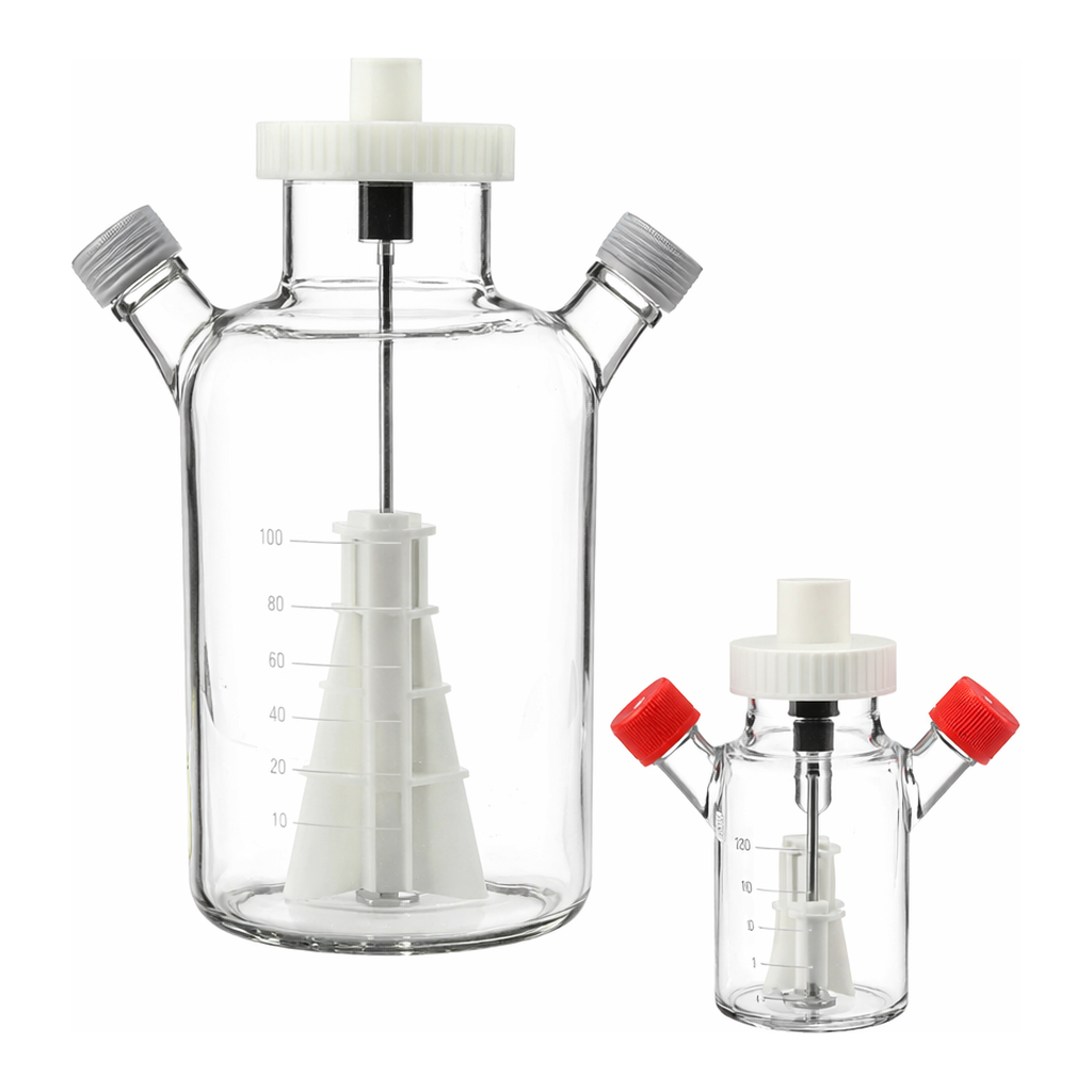 Merck Corning ProCulture glass spinner flask complete, baffled, angled sidearms