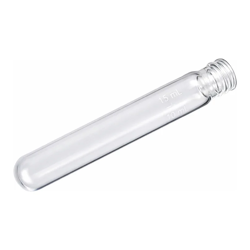 Merck Pyrex disposable culture tubes, screw cap style, round-bottom