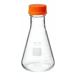 Merck Pyrex wide-mouth graduated Erlenmeyer flask with screw-cap
