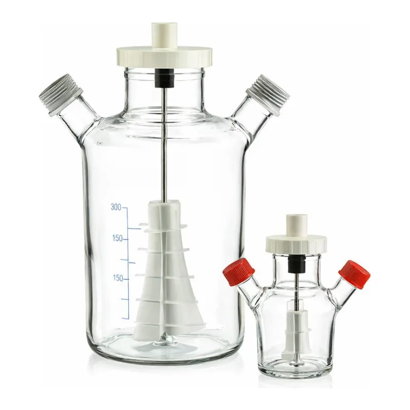 Merck Corning ProCulture glass spinner flask complete, baffled, angled sidearms