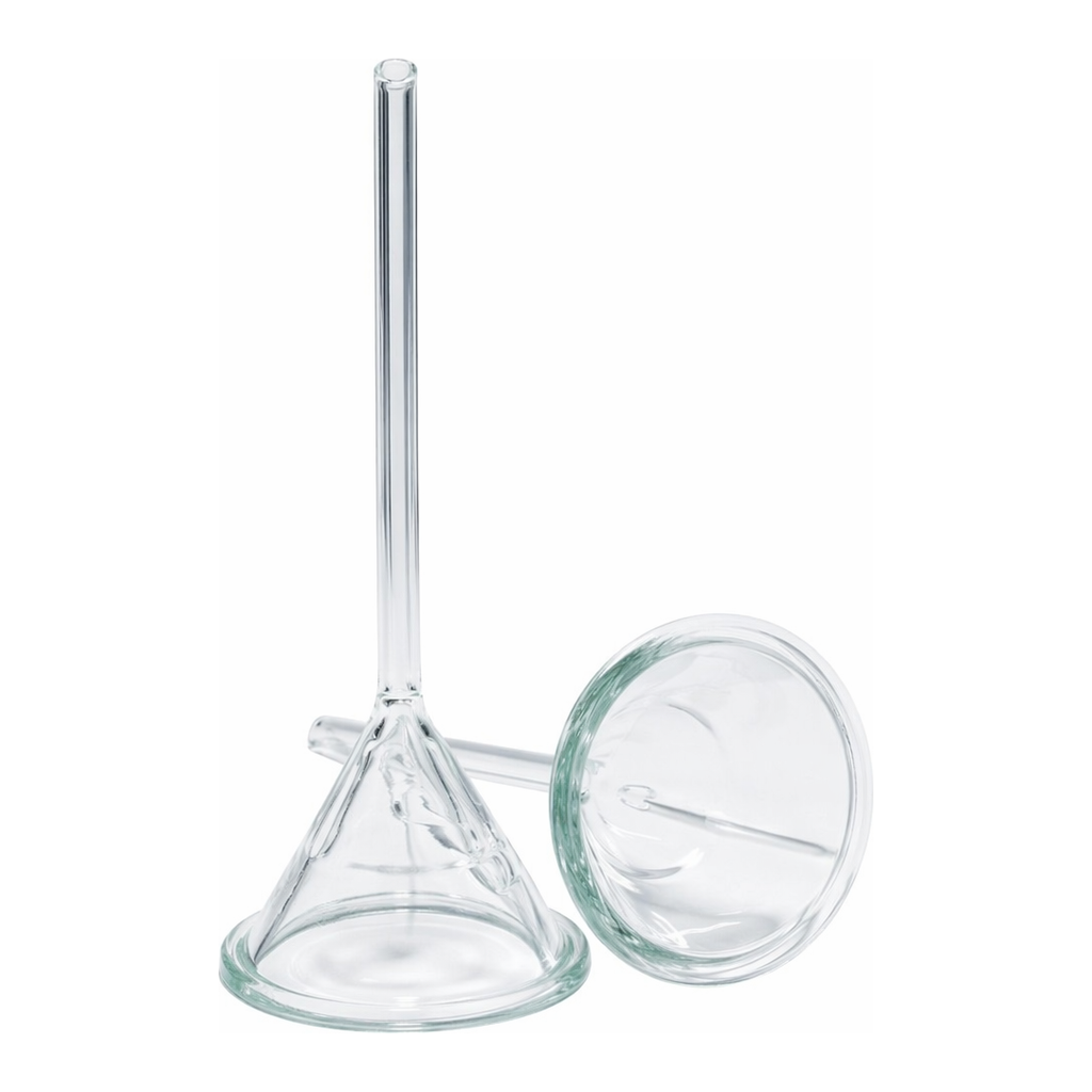 Merck Pyrex glass filter funnels, ribbed