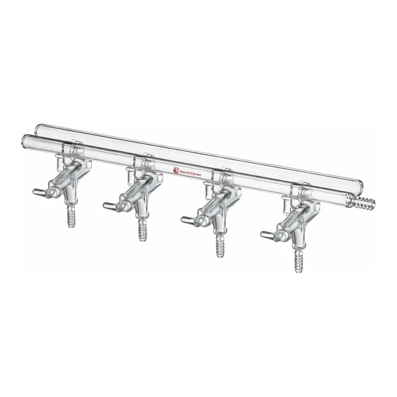 Merck Synthware all-glass vacuum/inert gas manifold with hollow high vacuum stopcocks