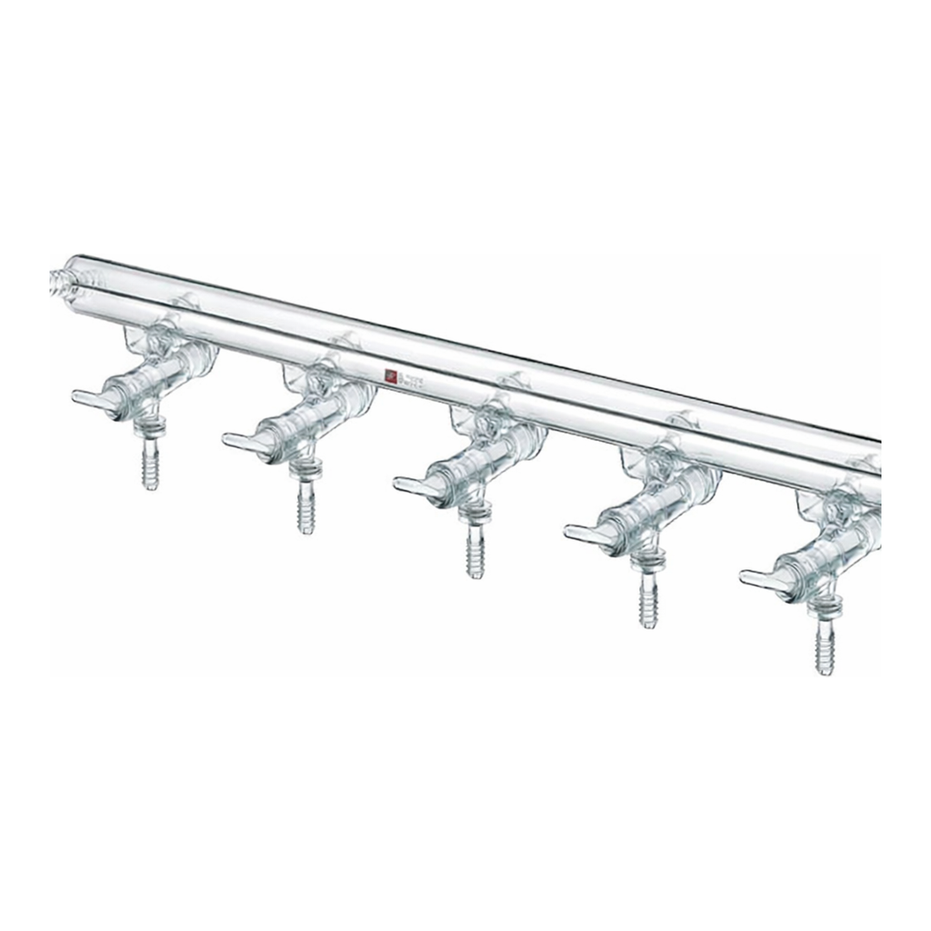 Merck Synthware all-glass vacuum/inert gas manifold with hollow high vacuum stopcocks