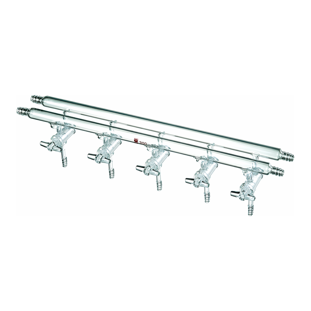 Merck Synthware all-glass vacuum/inert gas manifold with solid high vacuum stopcocks