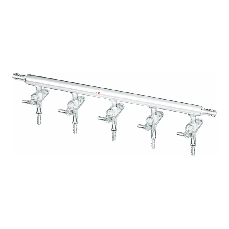 Merck Synthware all-glass vacuum/inert gas manifold with hollow high vacuum stopcocks