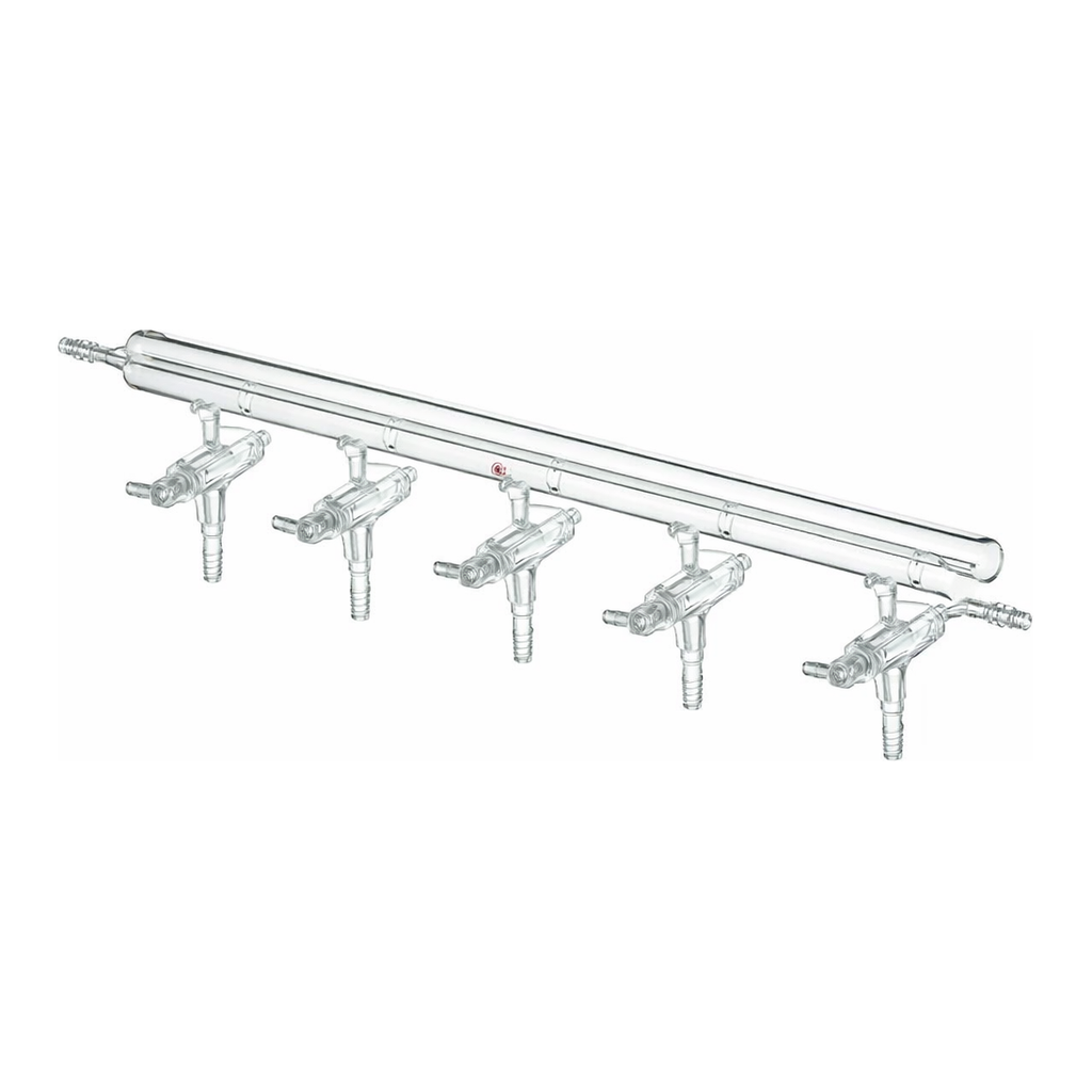 Merck Synthware all-glass vacuum/inert gas manifold with solid high vacuum stopcocks