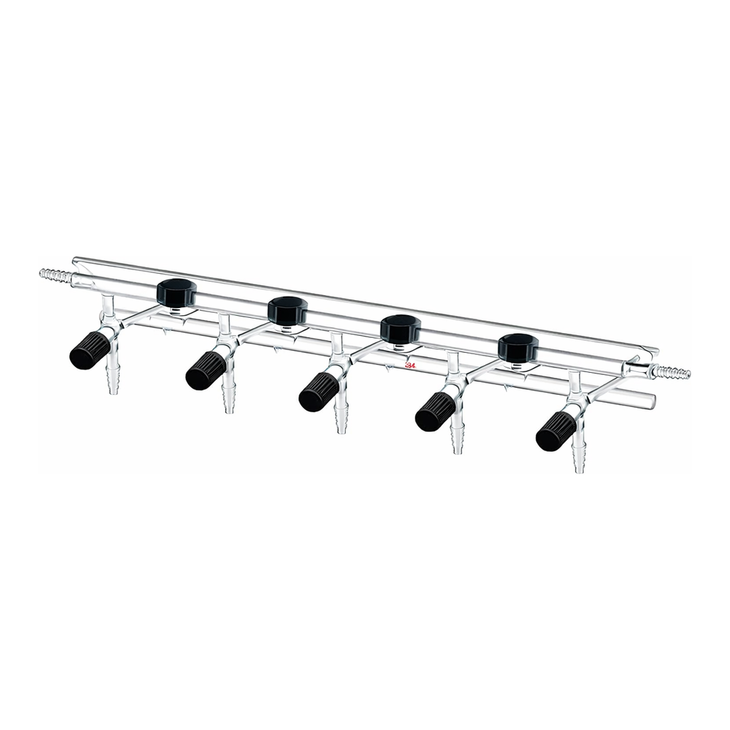 Merck Synthware Vacuum/Inert Gas Manifold with double bank and high vacuum valves