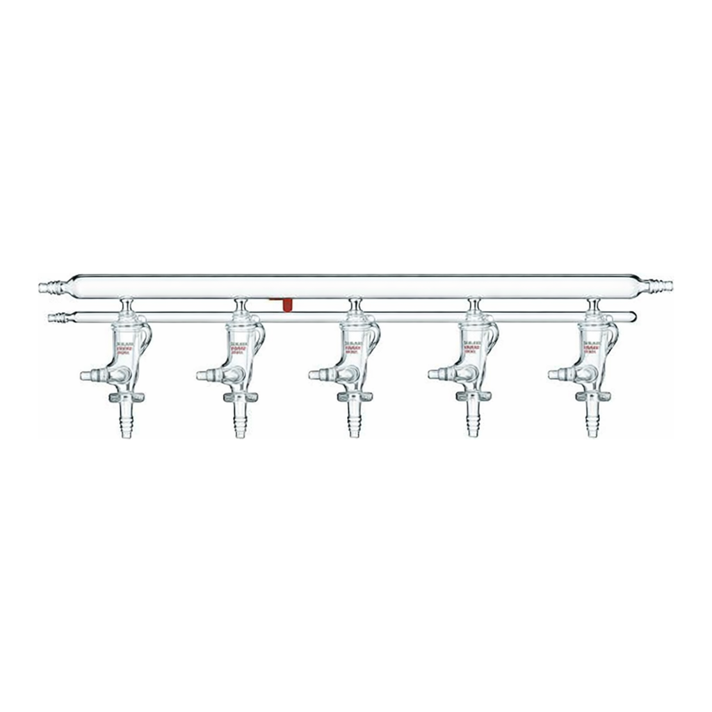 Merck Synthware all-glass vacuum/inert gas manifold with solid high vacuum stopcocks