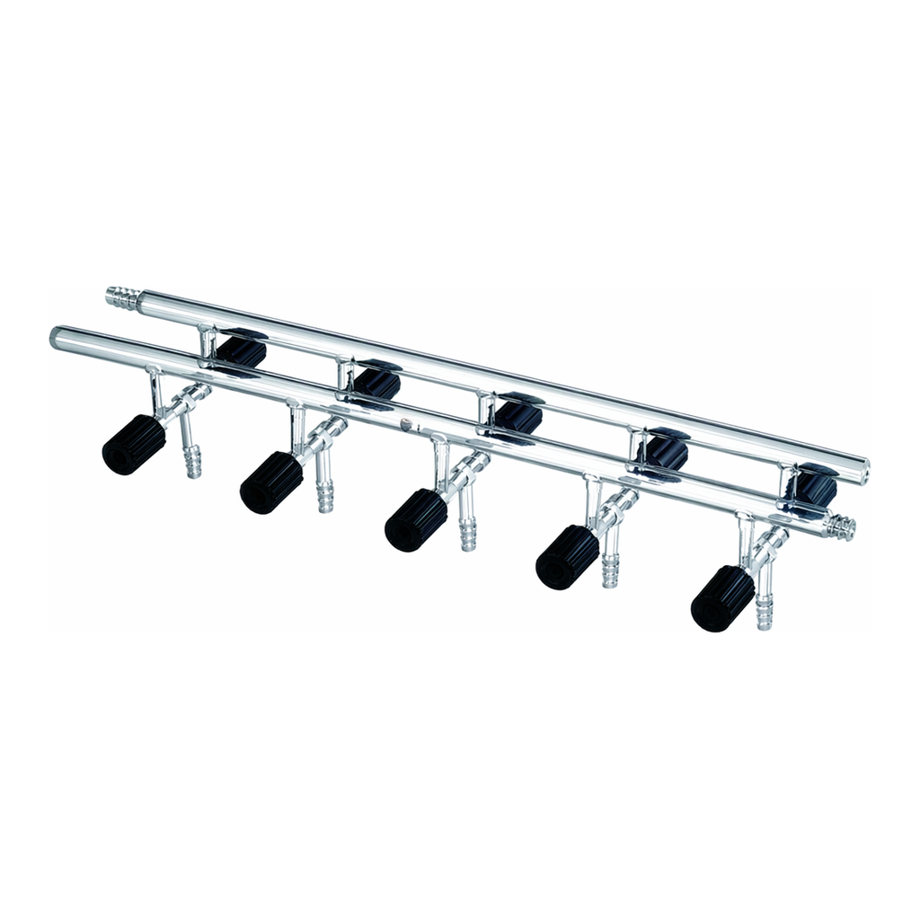 Merck Synthware Vacuum/Inert Gas Manifold with double bank and high vacuum valves