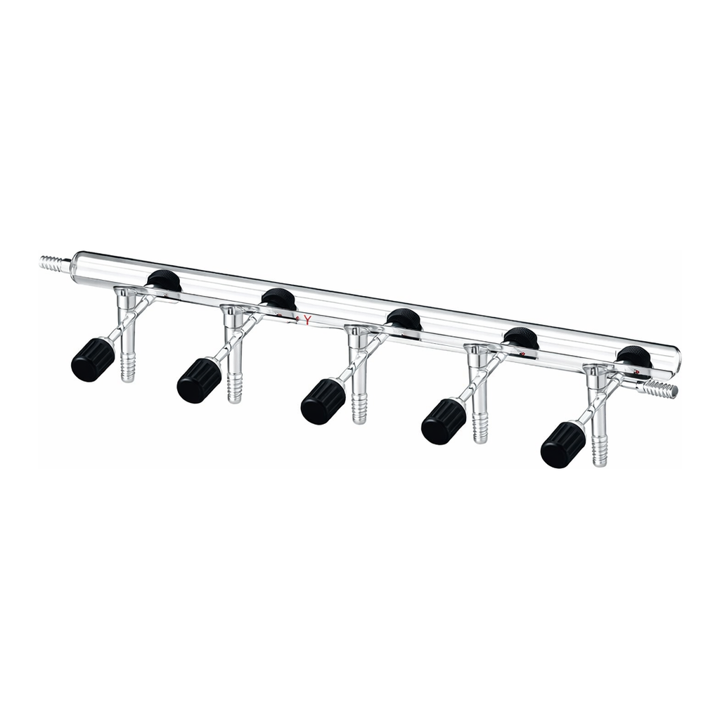 Merck Synthware Vacuum/Inert Gas Manifold with double bank and high vacuum valves