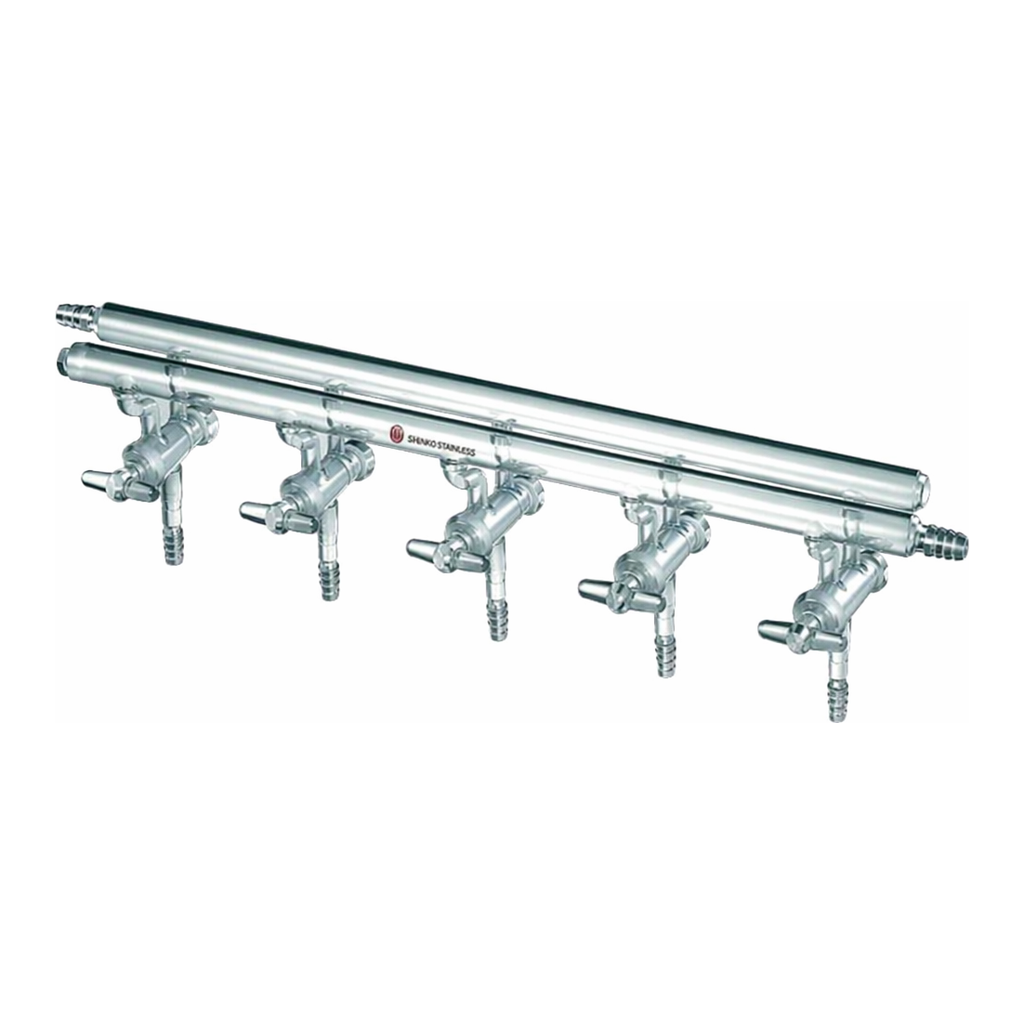 Merck Synthware all-glass vacuum/inert gas manifold with hollow high vacuum stopcocks