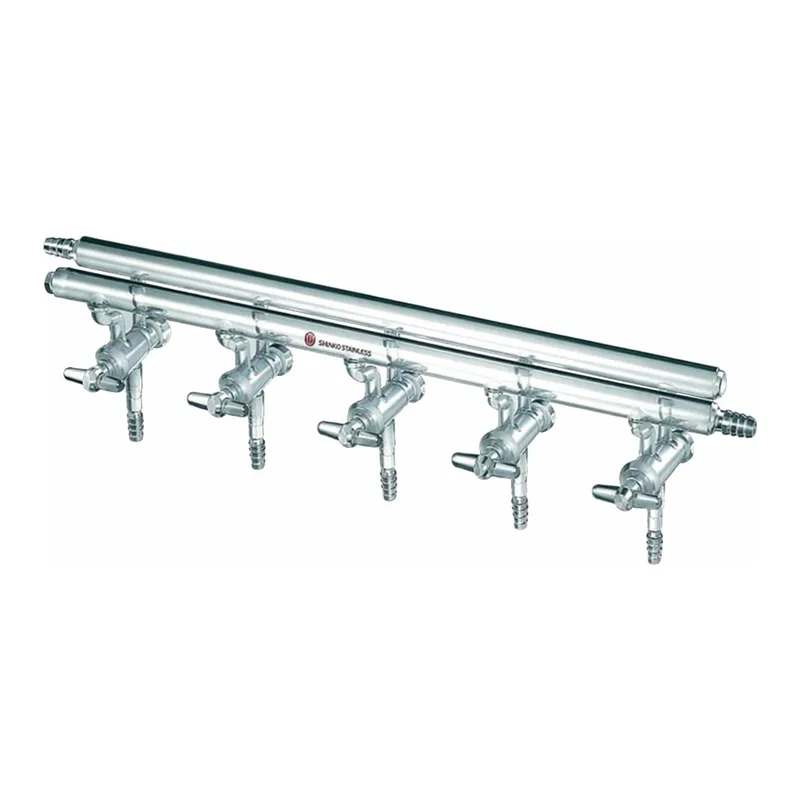 Merck Synthware all-glass vacuum/inert gas manifold with hollow high vacuum stopcocks