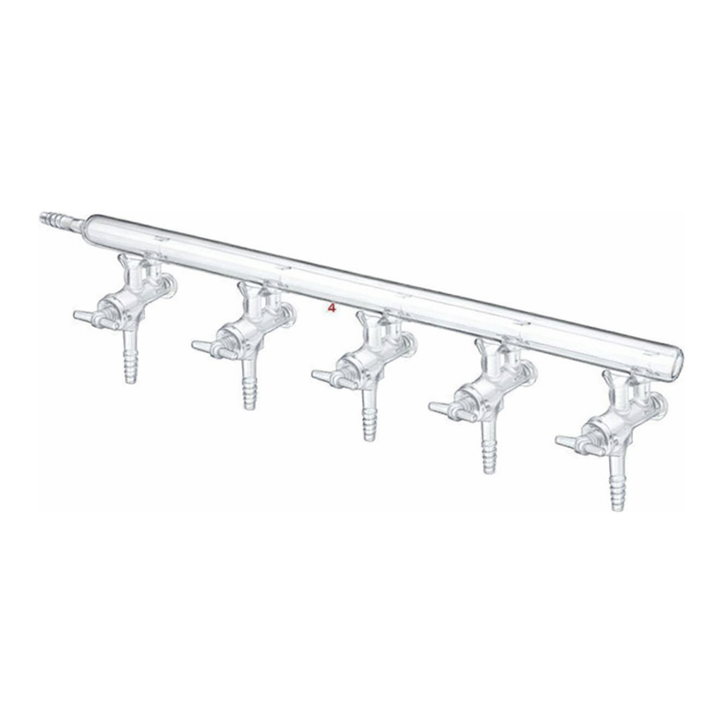 Merck Synthware all-glass vacuum/inert gas manifold with solid high vacuum stopcocks