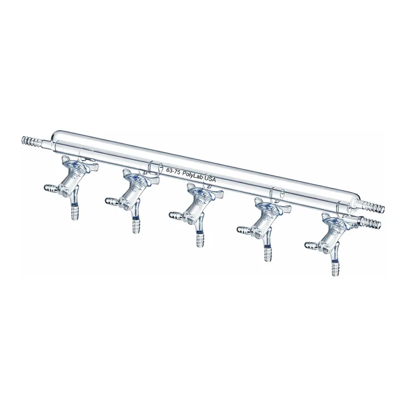 Merck Synthware all-glass vacuum/inert gas manifold with hollow high vacuum stopcocks
