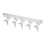 Merck Synthware all-glass vacuum/inert gas manifold with hollow high vacuum stopcocks