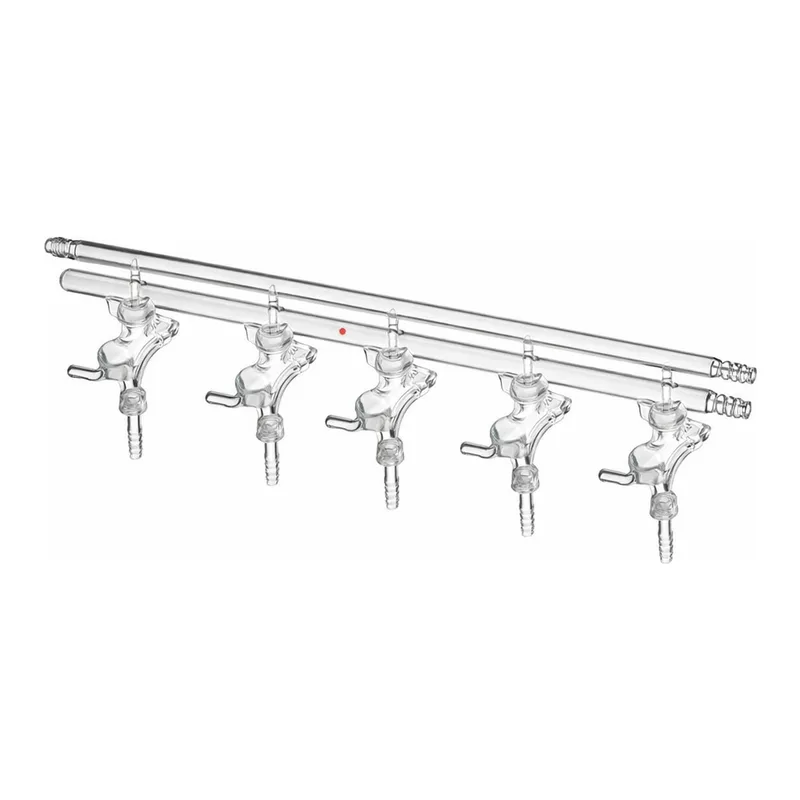 Merck Synthware all-glass vacuum/inert gas manifold with hollow high vacuum stopcocks