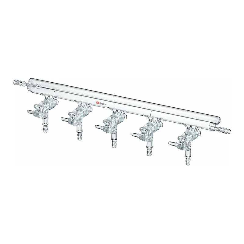 Merck Synthware all-glass vacuum/inert gas manifold with hollow high vacuum stopcocks