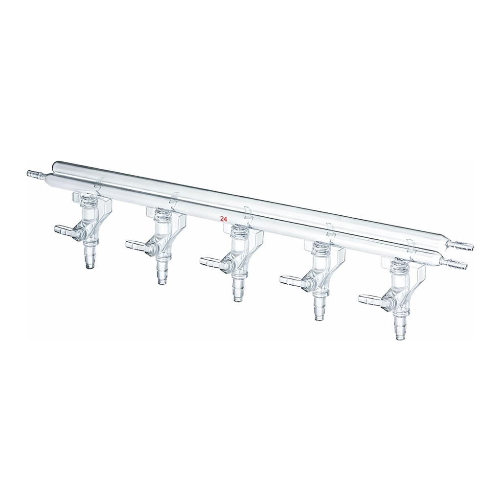 Merck Synthware all-glass vacuum/inert gas manifold with solid high vacuum stopcocks