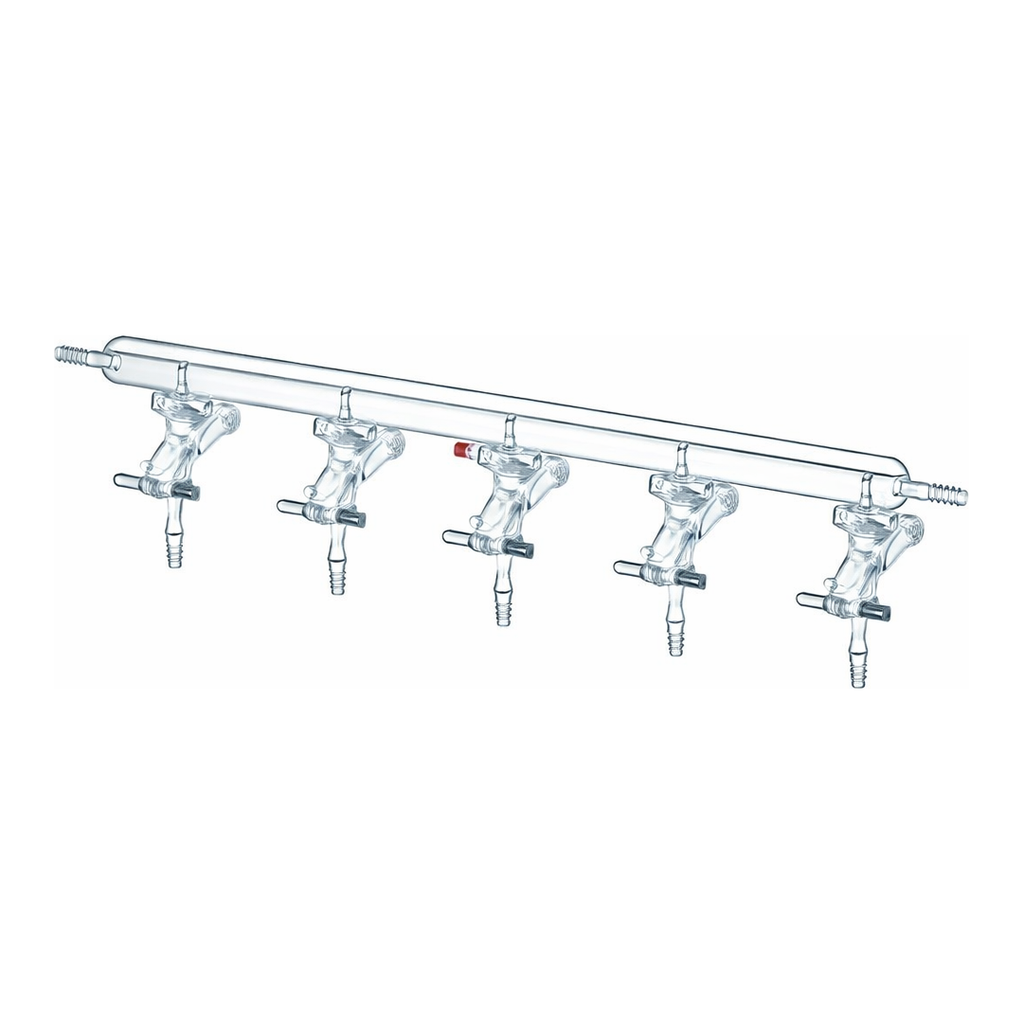 Merck Synthware all-glass vacuum/inert gas manifold with solid high vacuum stopcocks