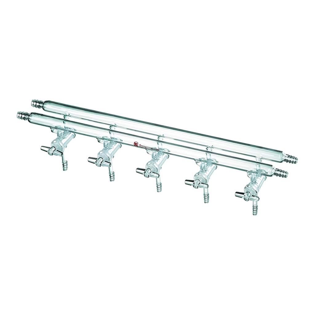 Merck Synthware all-glass vacuum/inert gas manifold with solid high vacuum stopcocks