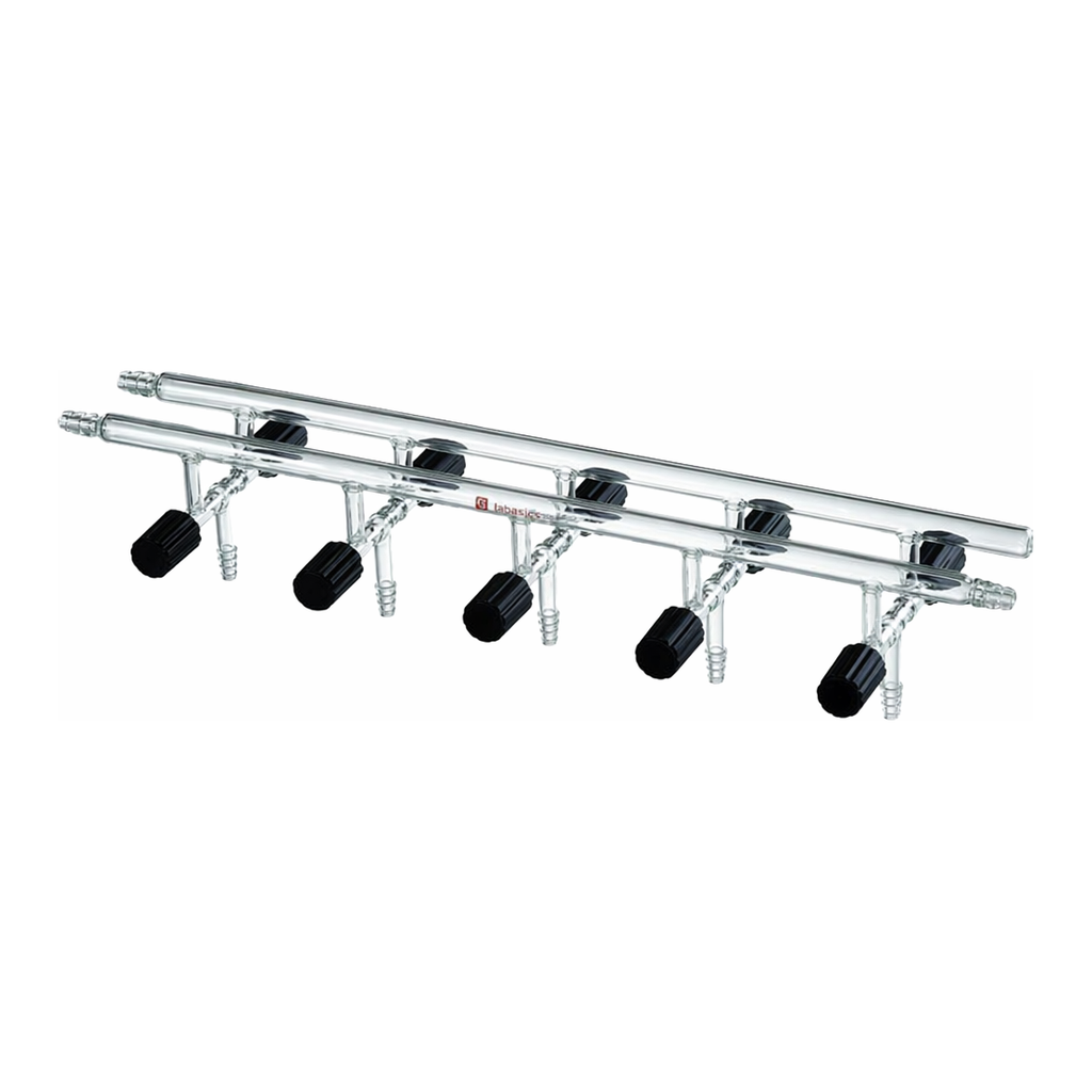 Merck Synthware Vacuum/Inert Gas Manifold with double bank and high vacuum valves