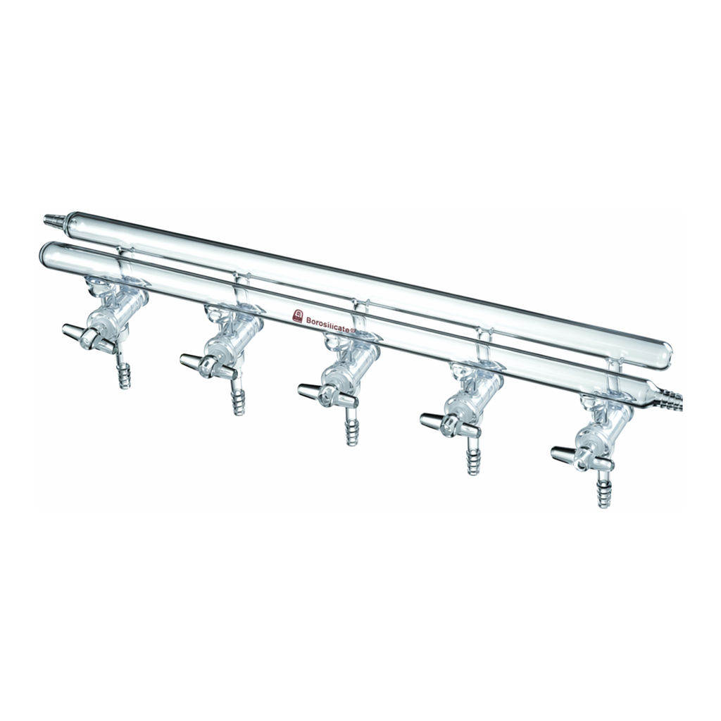 Merck Synthware all-glass vacuum/inert gas manifold with solid high vacuum stopcocks