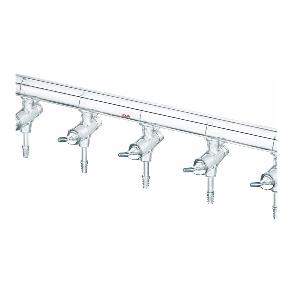 Merck Synthware all-glass vacuum/inert gas manifold with solid high vacuum stopcocks
