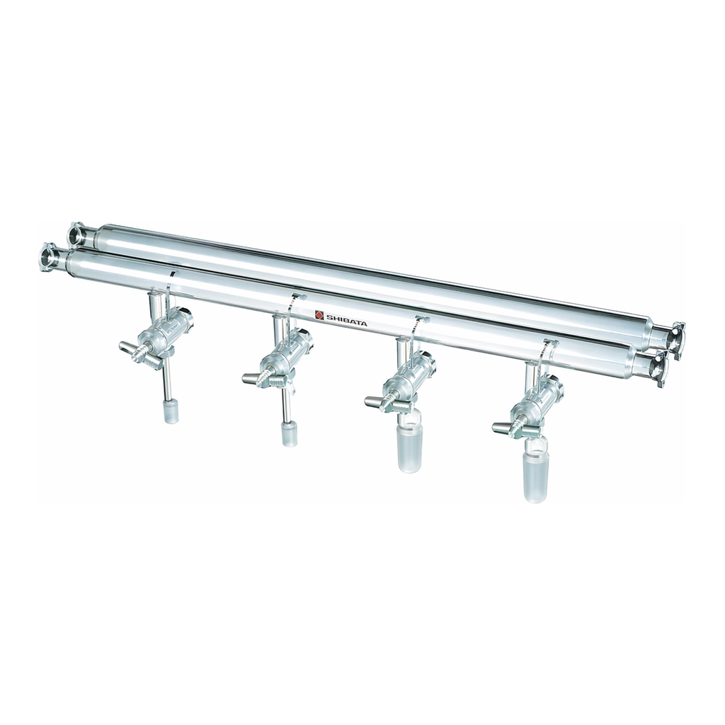 Merck Synthware manifold with high vacuum stopcocks and #15 o-ring joints