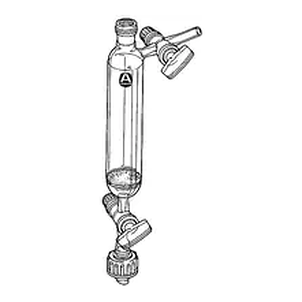 Merck Filter funnel with drip-tip and two glass stopcocks, one on side-arm