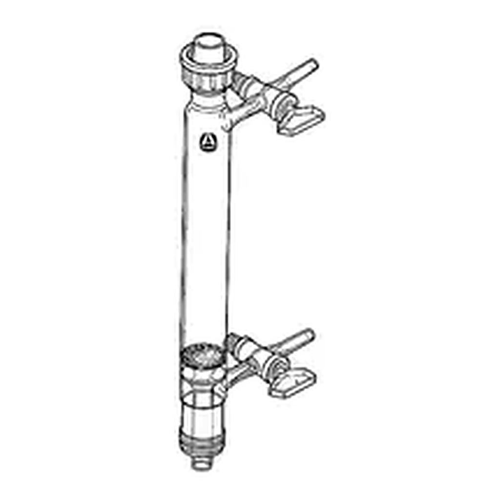 Merck Filter funnel with drip-tip and two side-arms each equipped with a glass stopcock