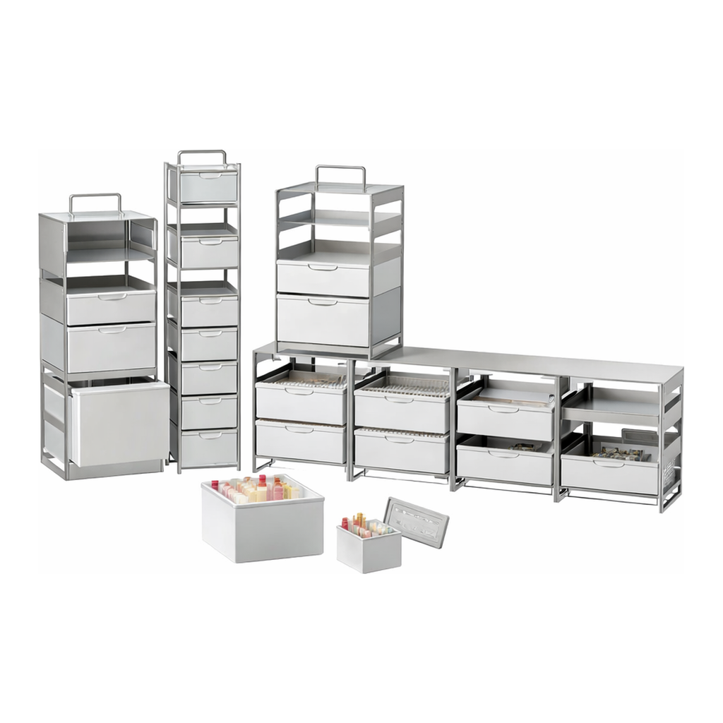 Merck Cryogenic storage rack, stainless steel