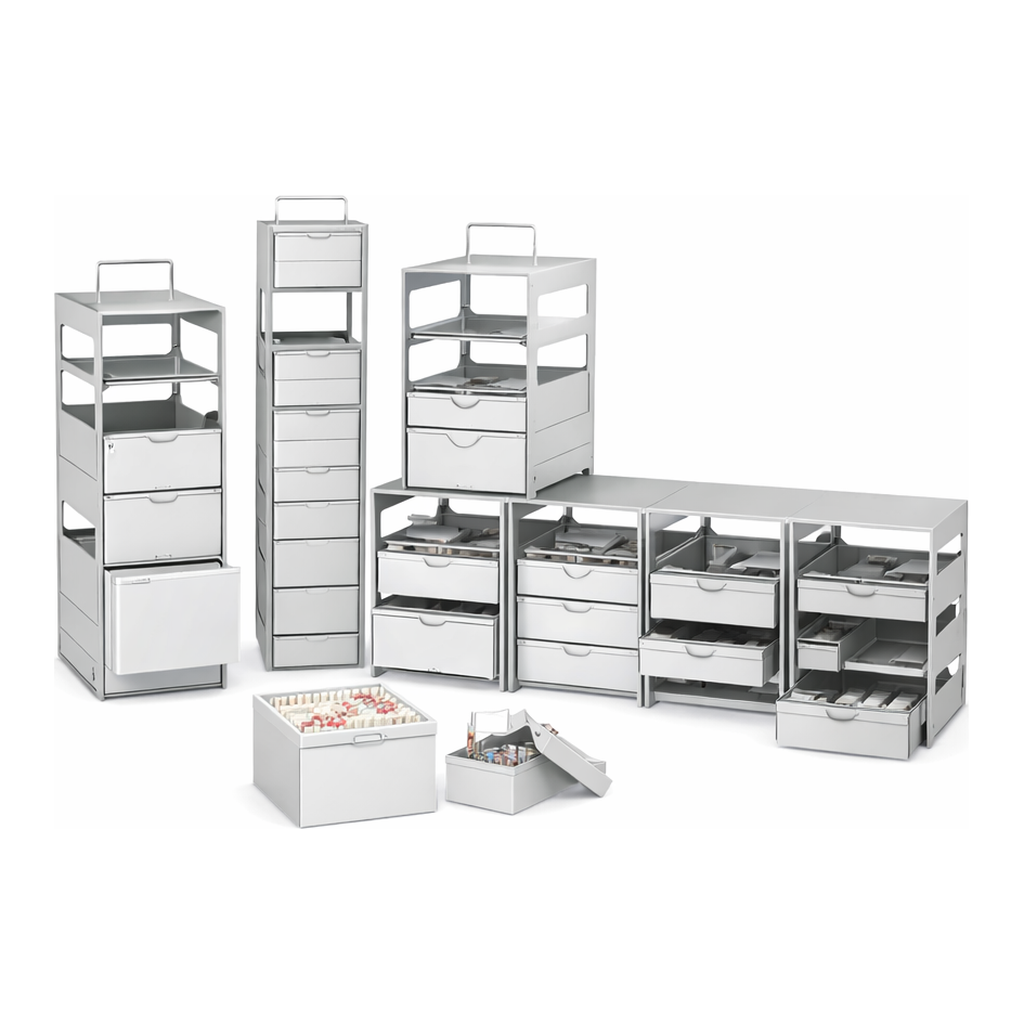 Merck Cryogenic storage rack, stainless steel
