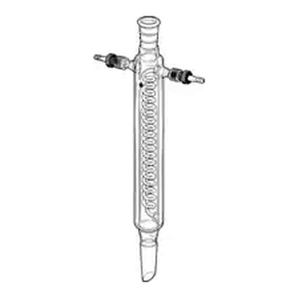 Merck Ace double-jacketed coiled condenser with Ace-Thred hose connections