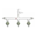 Merck Aldrich dual bank manifold with glass stopcocks and vacuum-gauge port