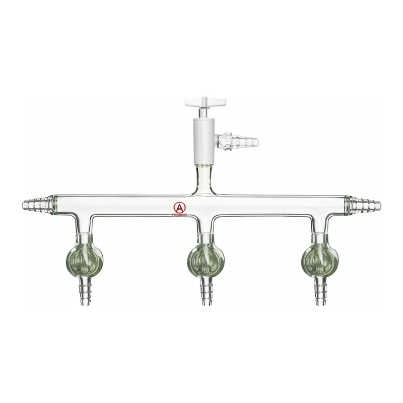 Merck Aldrich dual bank manifold with glass stopcocks and vacuum-gauge port