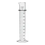 Merck Pyrex class A double metric scale graduated cylinder, with blue enamel