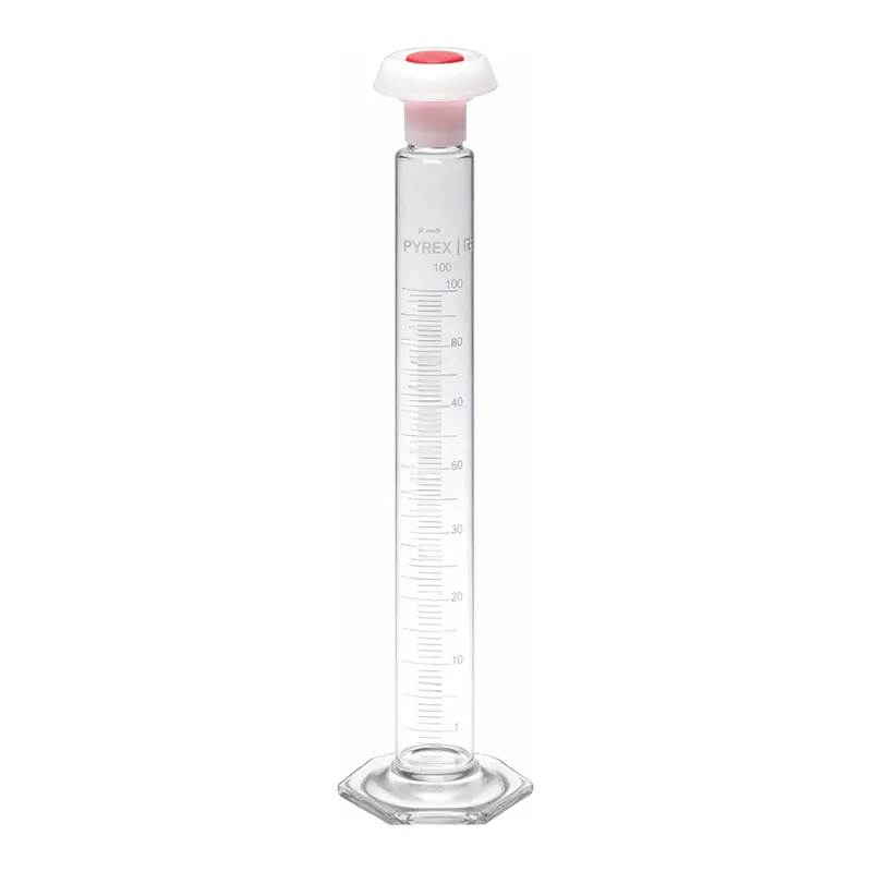 Merck Pyrex Measuring cylinder, class B, white graduations, with polyethylene stopper
