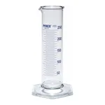 Merck Pyrex Measuring cylinder, class B, squat form, heavy duty rim, blue graduations