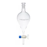 Merck Pyrex Separating funnel, pear-shape, glass key