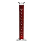 Merck Pyrex Lifetime Red single metric scale graduated cylinder, with reinforced bead