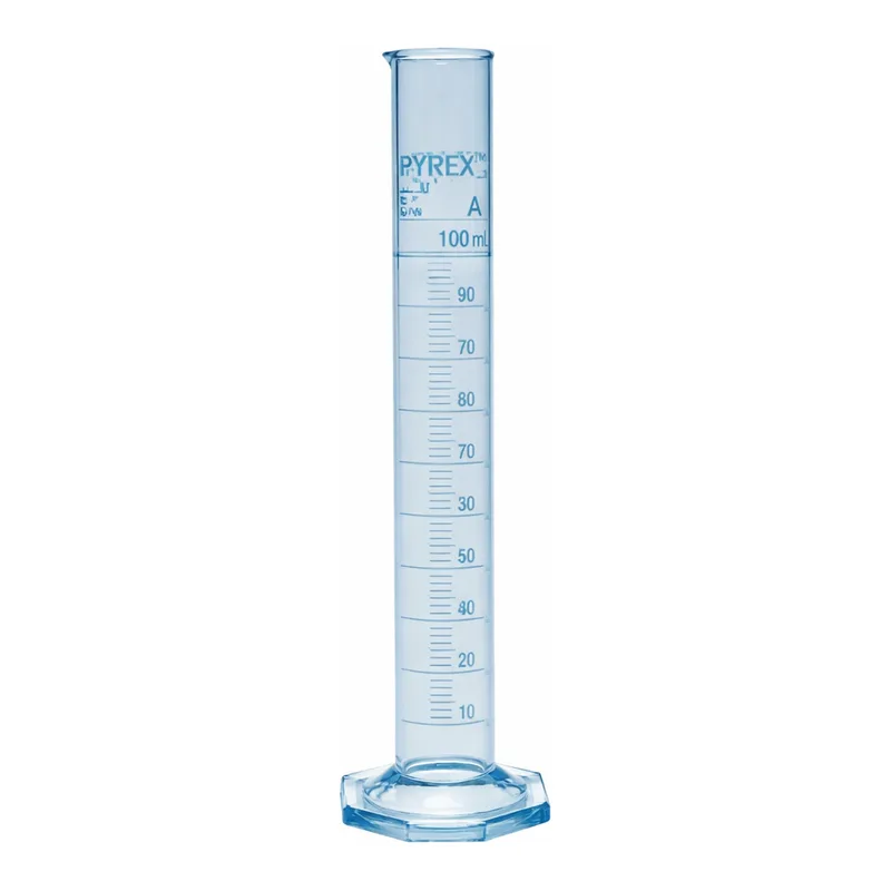 Merck Pyrex measuring cylinder with spout, Class A