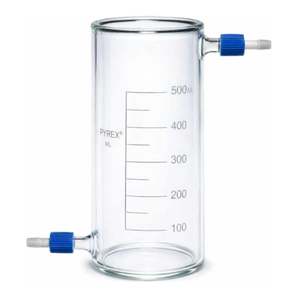 Merck Quickfit Pyrex jacketed beakers