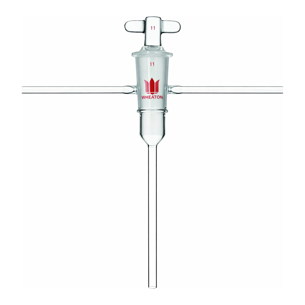 Merck Synthware high vacuum T-type stopcock with hollow plug