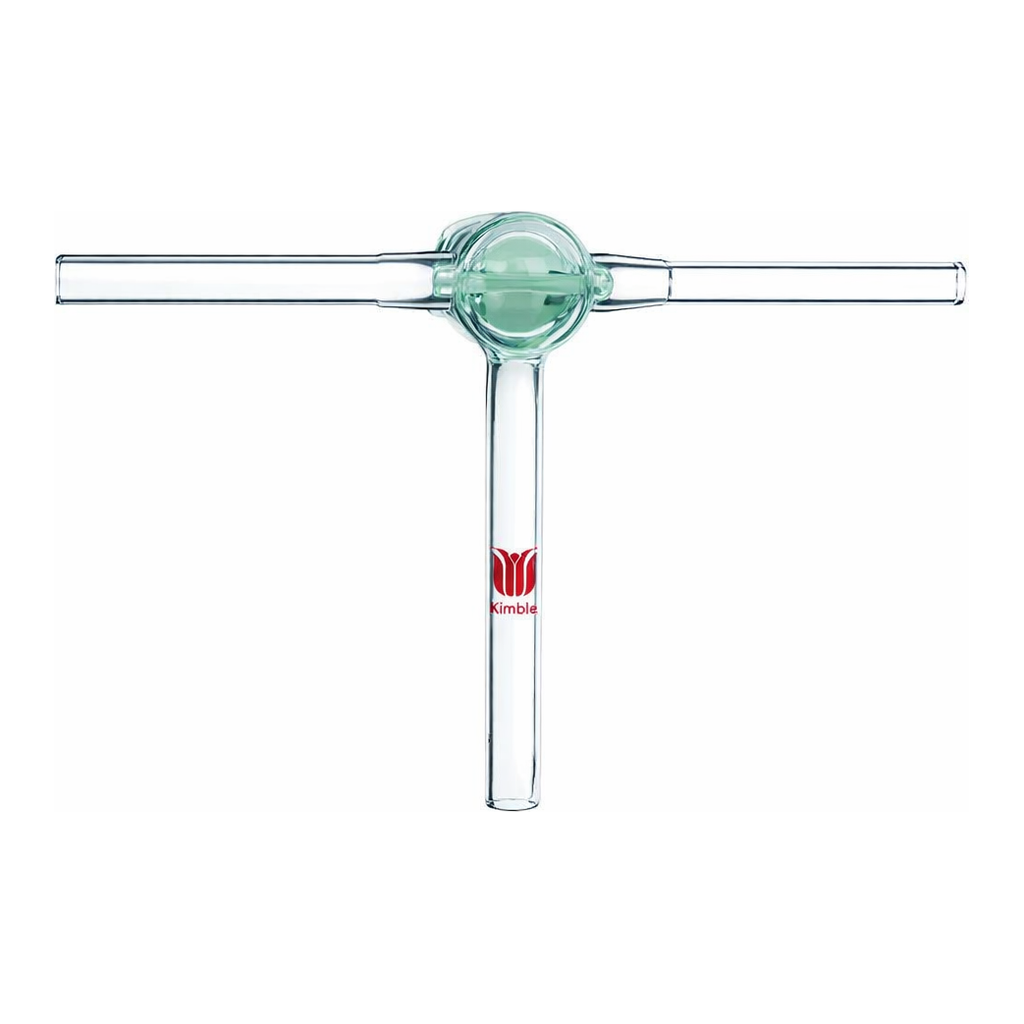 Merck Synthware T-bore glass stopcock Entire assembly
