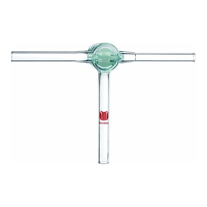 Merck Synthware T-bore glass stopcock Entire assembly