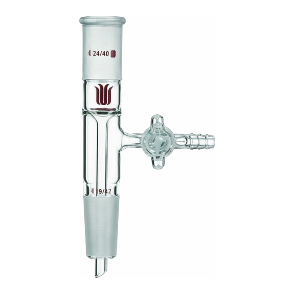 Merck Synthware vertical vacuum take-off adapter with glass stopcock