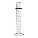 Merck Pyrex class A double metric scale graduated cylinder, with white enamel