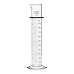 Merck Pyrex class A double metric scale graduated cylinder, with blue enamel