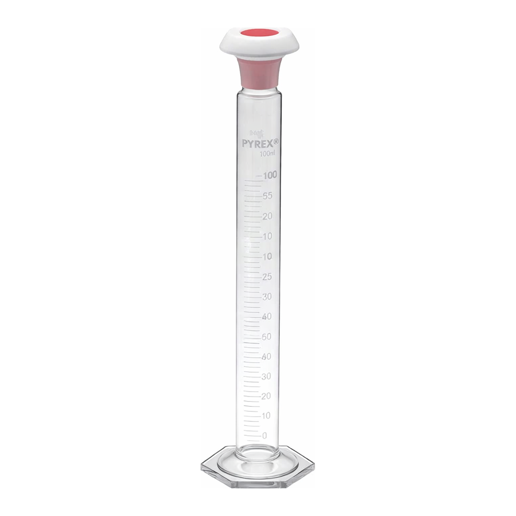 Merck Pyrex Measuring cylinder, class B, white graduations, with polyethylene stopper