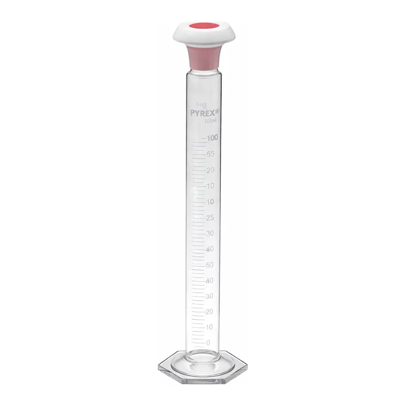 Merck Pyrex Measuring cylinder, class B, white graduations, with polyethylene stopper